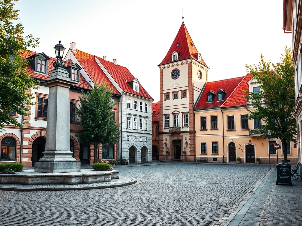 Panorama Kościerzyny z widokiem na rynek i kościół