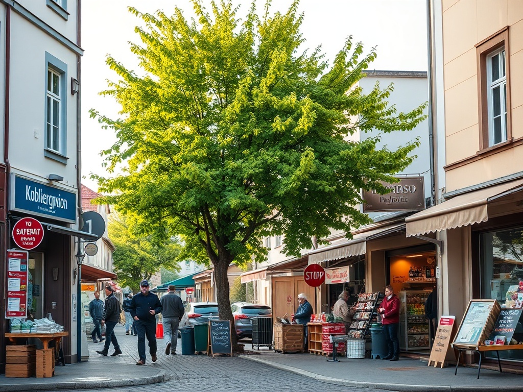 Panorama miasta Kościerzyna z widocznymi budynkami i elementami krajobrazu