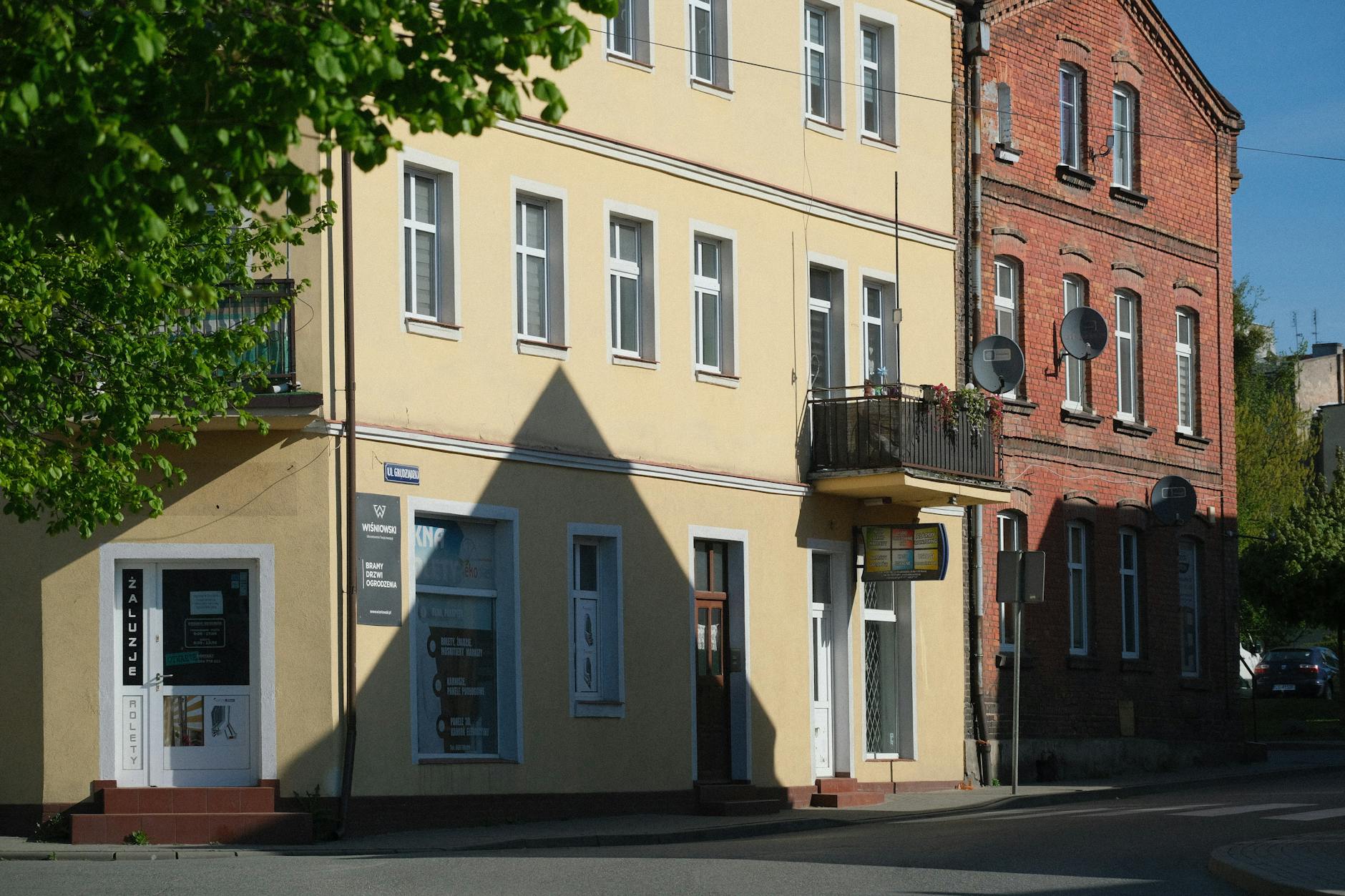 Mapa Kościerzyny z zaznaczonymi symbolami projektów dofinansowanych z Funduszy Europejskich.